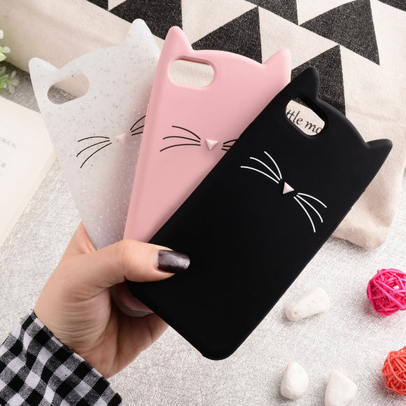 OLLIVAN For iPhone 7 case Cute 3D Moustache Cat case for iPhone 5S 6 5 6s plus case Soft Silicon Back Cover for iPhone 7 8 plus