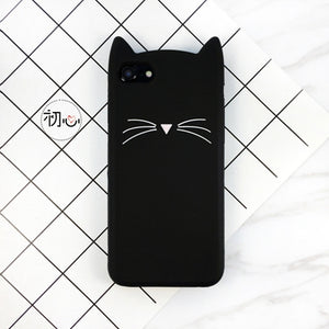 OLLIVAN For iPhone 7 case Cute 3D Moustache Cat case for iPhone 5S 6 5 6s plus case Soft Silicon Back Cover for iPhone 7 8 plus
